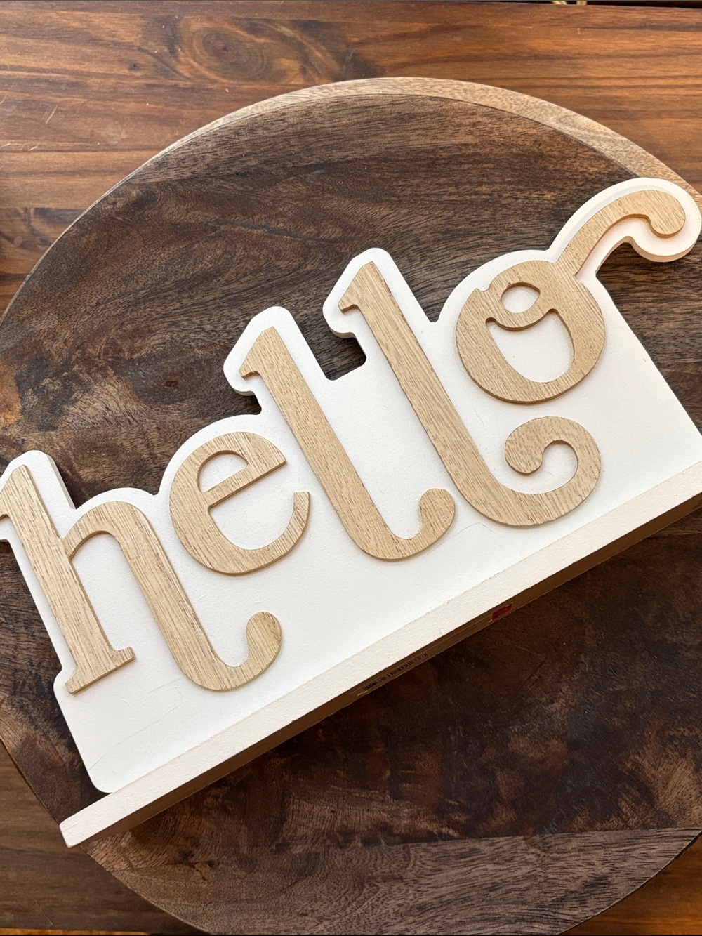 Target Horizon "Hello" Wooden Tabletop Sign White and Natural cottagecore